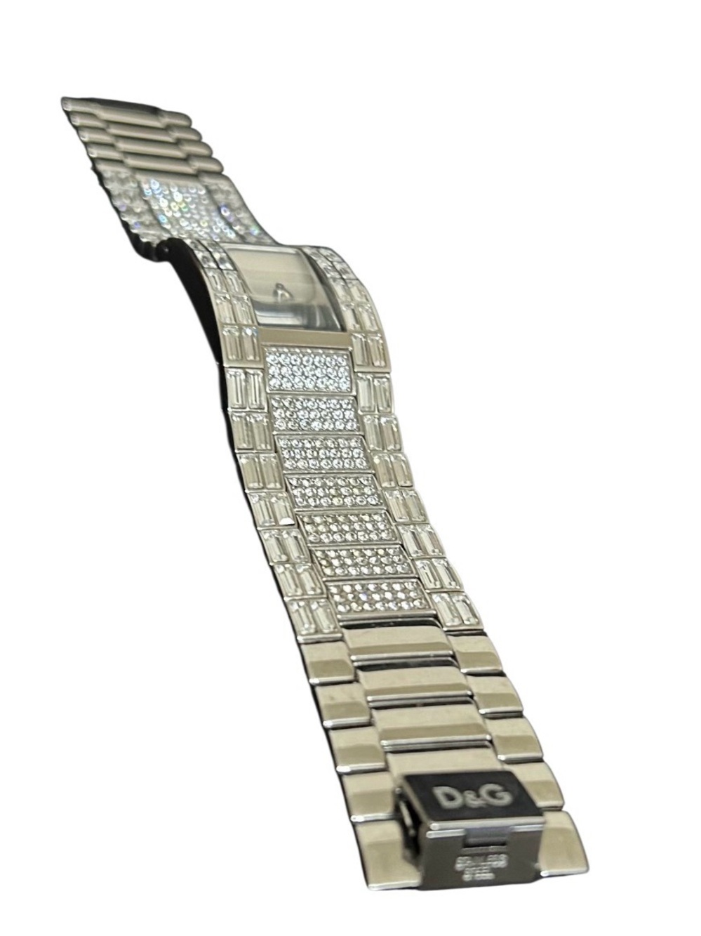 D&G Silver Tone Crystal-Embellished Bracelet Watch